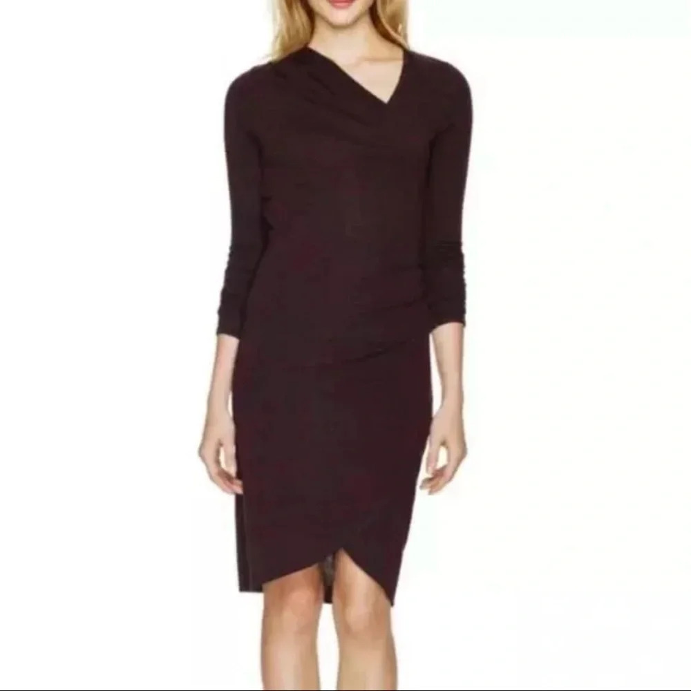 Wilfred| Aritzia| ‘Klum’ Burgundy Space Dye Faux Wrap  Dress Size XS